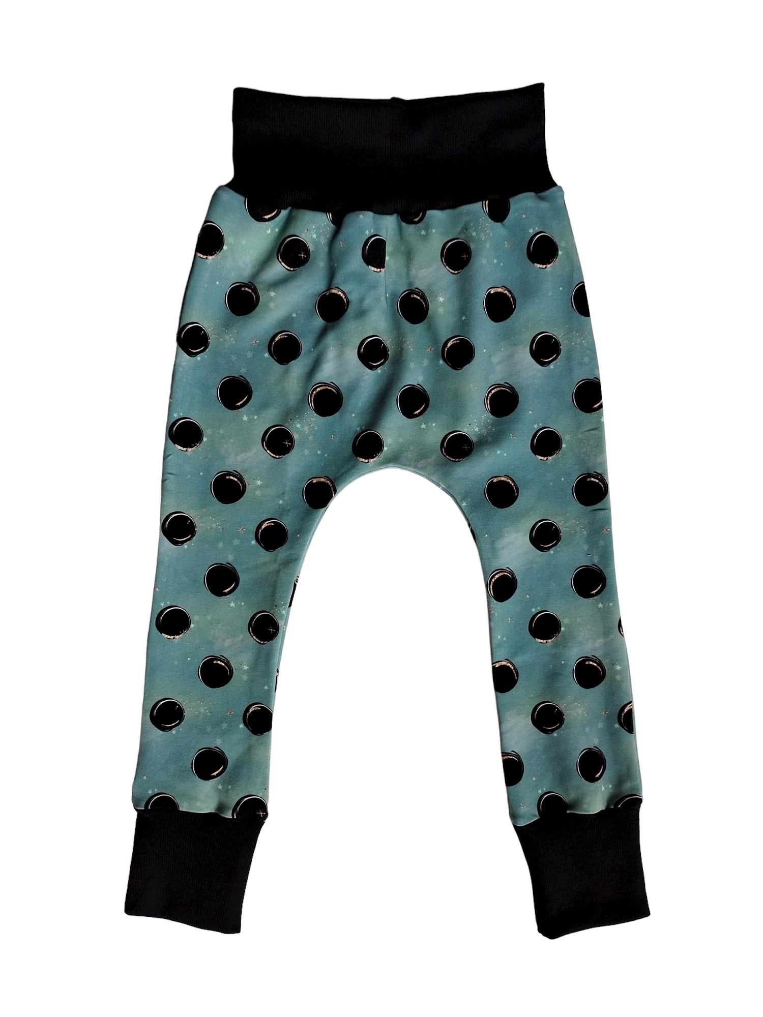 Tepláčky Baggy Puntíky na zelené