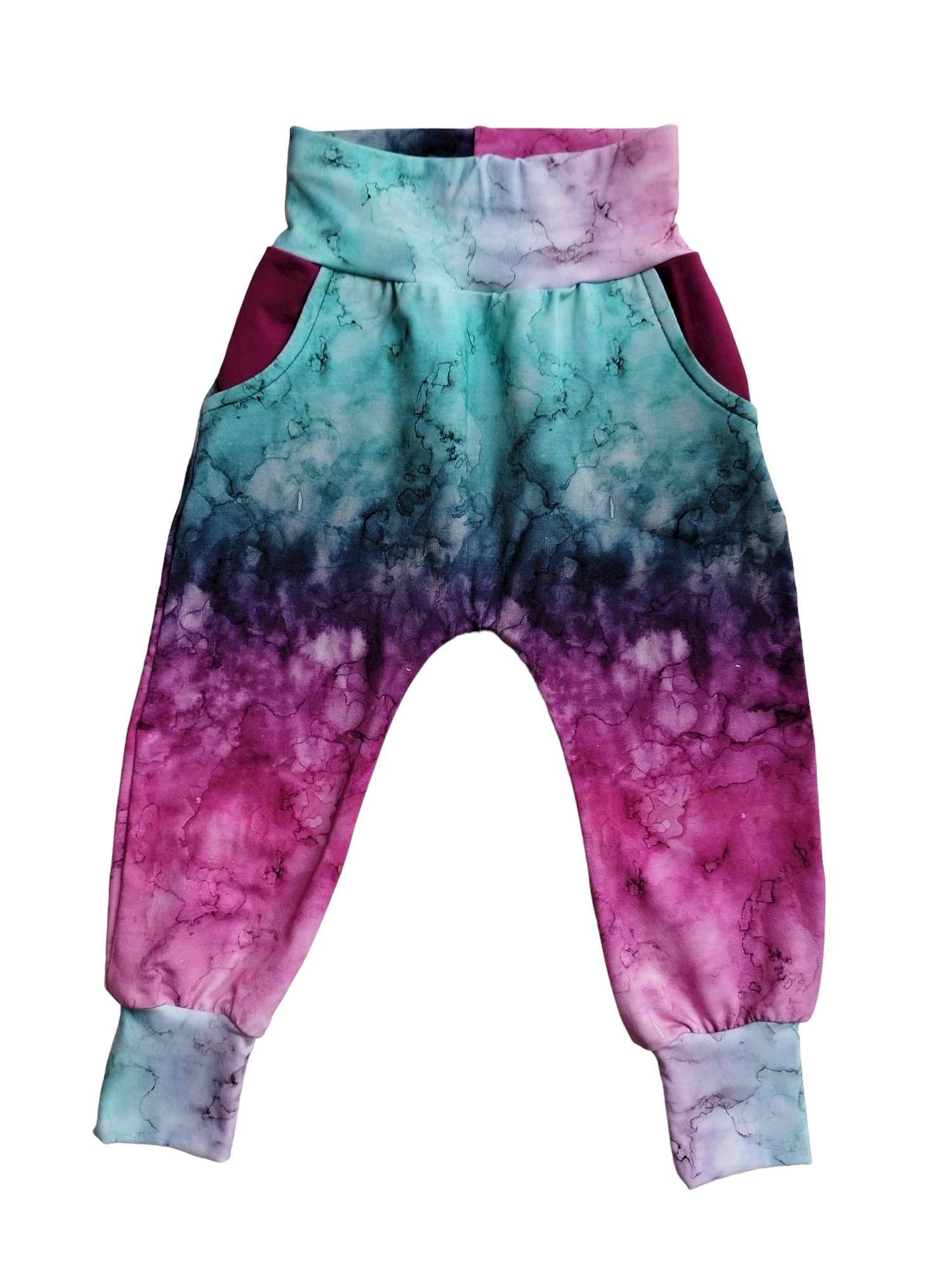 Tepláčky Baggy s kapsou Růžové ombré